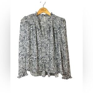 Anthropologie Free People Floral Sheer Blouse XS